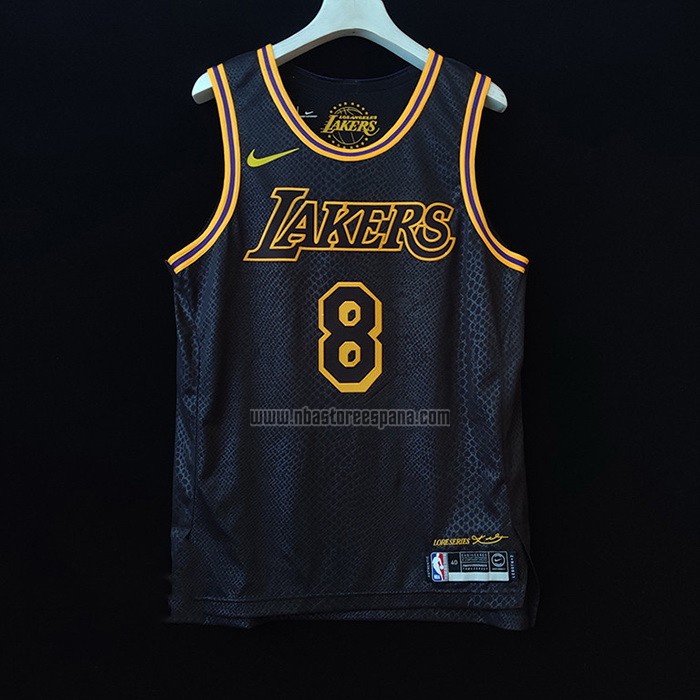 Camiseta Los Angeles Lakers Kobe Bryant NO 8 Black Mamba Autentico Negro